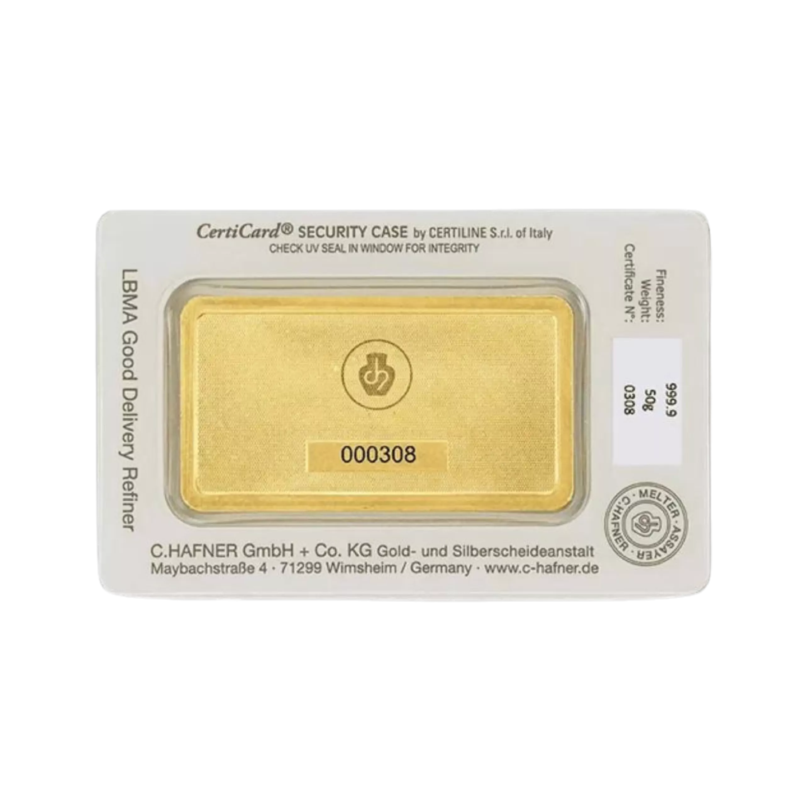Lingot d'or 50 grammes - C. Hafner - Image 2